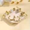 Waterproof Double Ball Open Ring for Women, Asymmetric Wrap Open Adjustable Ring, Stainless Steel Girlfriend Jewelry Gifts