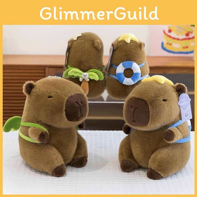 Capybara With Swimming Ring Coconut Tree Plush Toy For Childrens Bedroom Decor