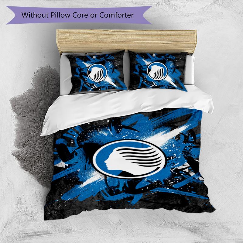 Set Biancheria da Letto Stampato 3 Pezzi Atalanta FC Traspirante Copripiumino con Federe Biancheria da Letto Decorativa per Camera da Letto Casa