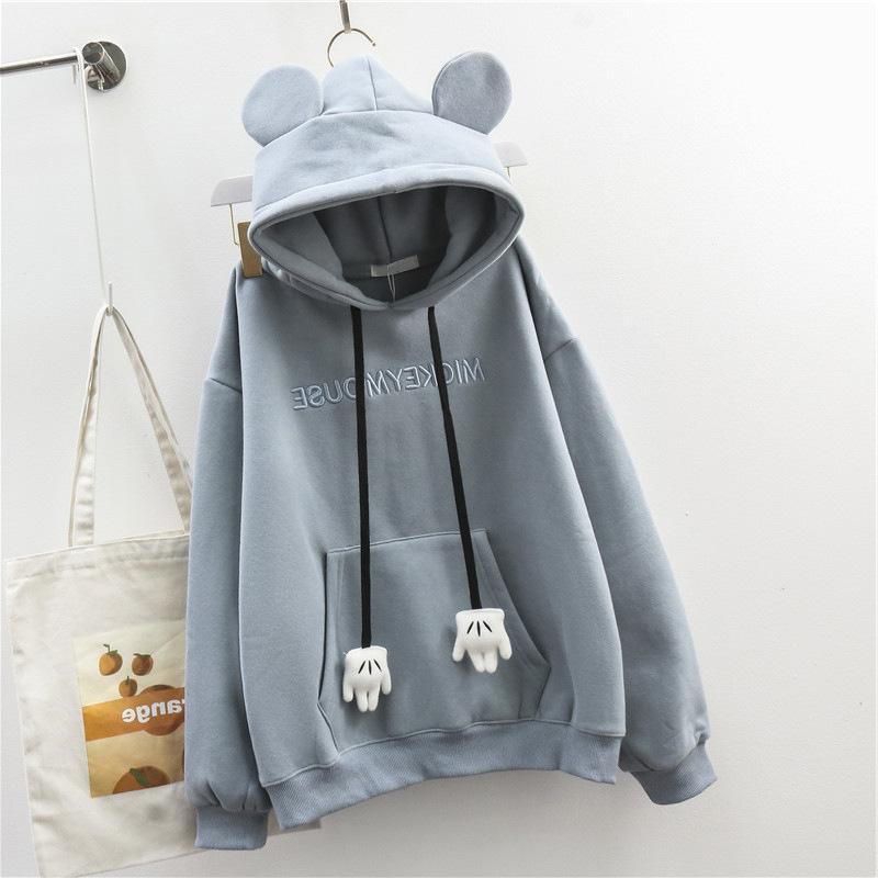 

Autumn and winter women s sweater fleece thickened letter embroidered sweater women s jacket loose student hoodie XXL