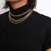 Mix and Match Thick and Thin Chain Geometric Retro Necklace, Simple Chain Multi-layer Fringed Necklace