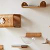 Wall Mounted Cat Shelves Solid Wood Floating Pet Perch for Window Hanging Cats Hammock for Balcony Modern Cat Climbing Furniture