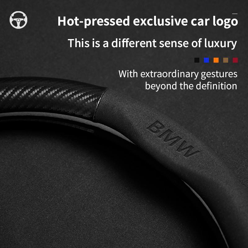 AXLUY1 For BMW M Power X3 X4 X5 X7 E36 E39 E46 E60 E65 E90 F10 F15 F20 F25 F30 G20 G30 G05 Car Carbon Fiber Suede Steering Wheel Cover