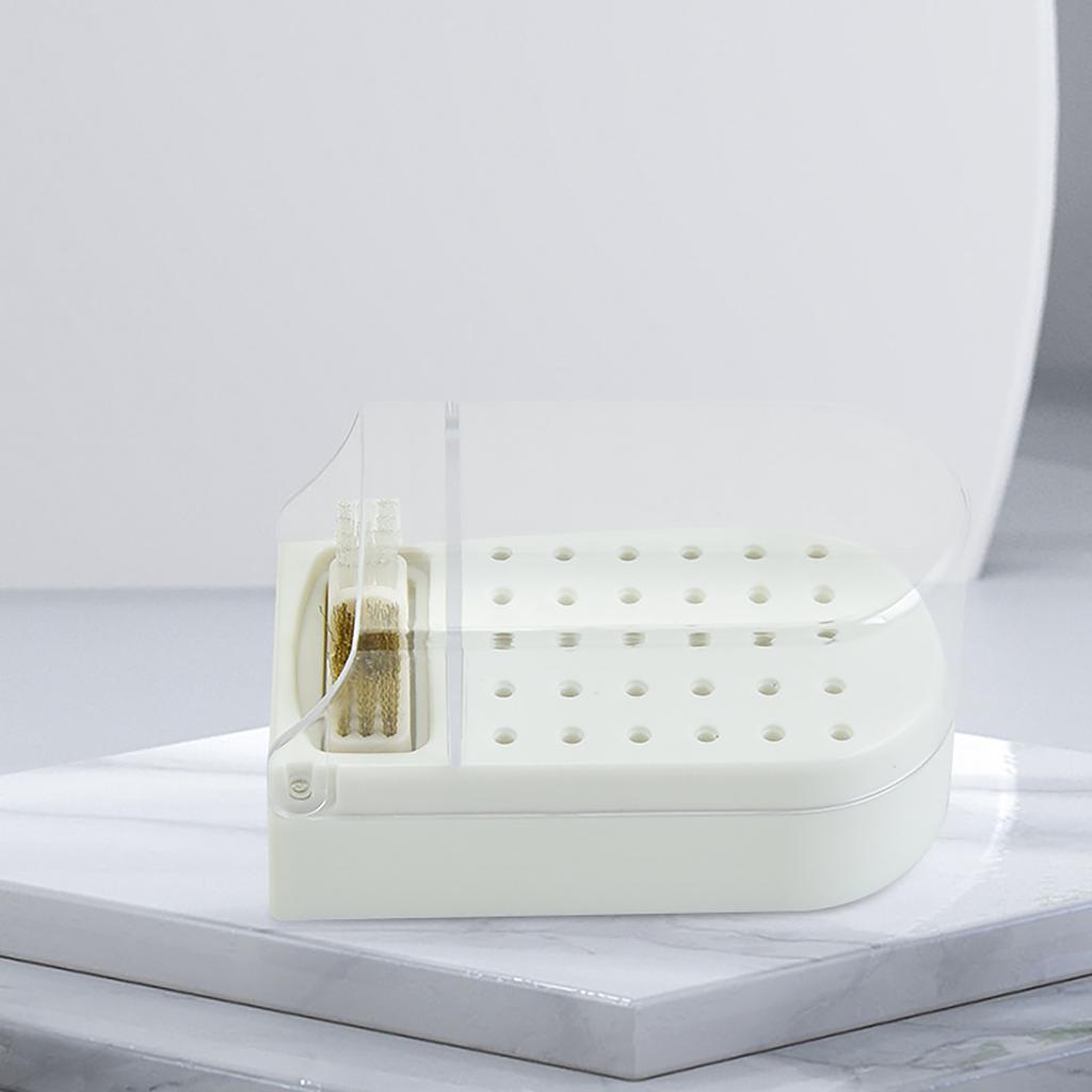 Cutie de Afișare Capete Freză Unghii Plastic 30 Găuri Rezistentă la Praf Transparentă Portabilă Suport Capete Freză Unghii
