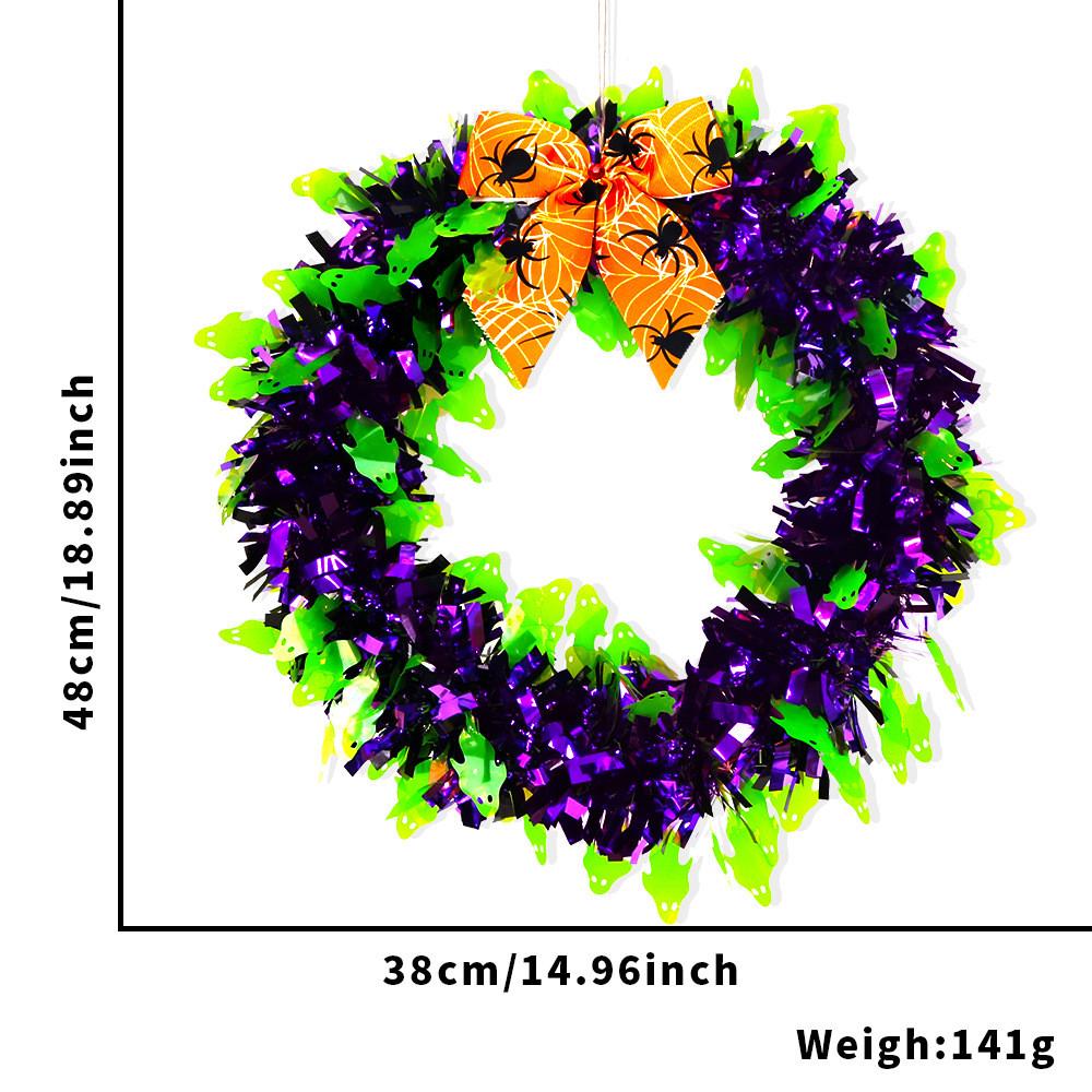 Orange Halloween Pumpkin Wreath Vibrant Colorful Hanging Decoration For Parties Spooky