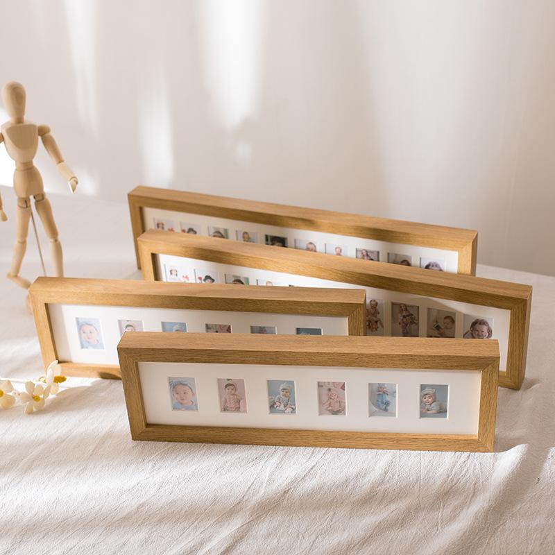 Porous Picture Frame Wooden, One-inch Photo Picture Frame, Growth Record Photo Frame, Commemorative Growth Record Picture Frame