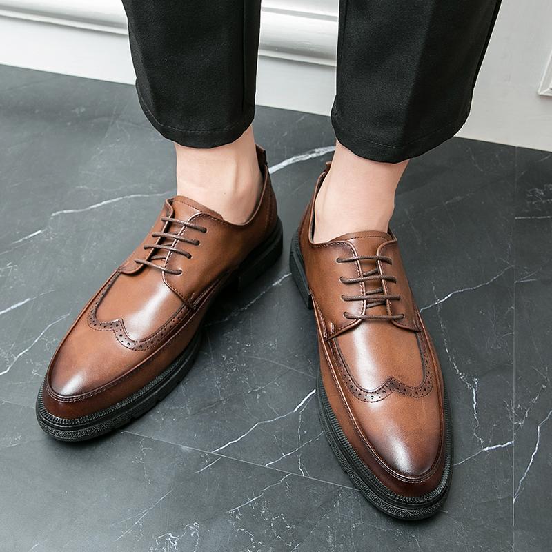 Men Dress Buisness Shoes Lace Up Fashion Male Oxfords Italian Business Formal Men's Shoes Wedding Party Leather Mens Suits Shoes
