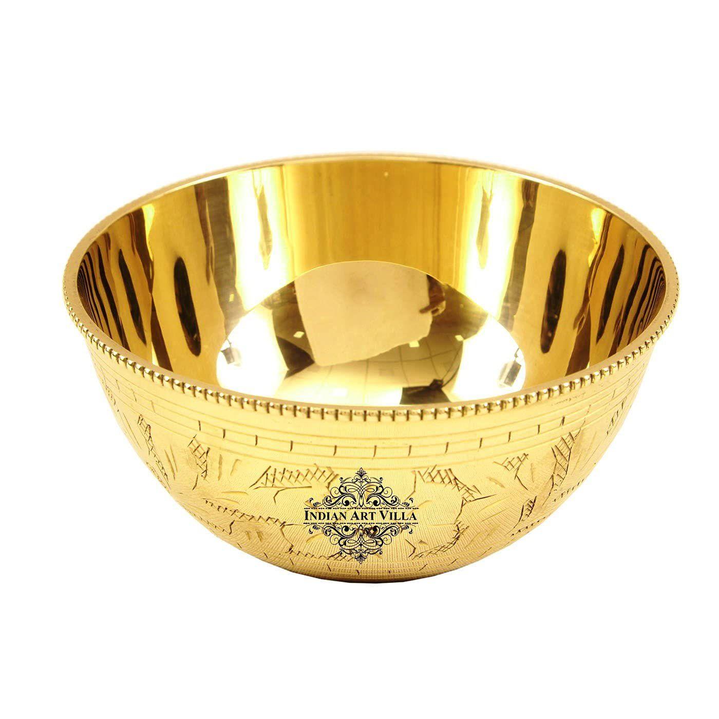 INDIAN ART VILLA Brass Curved Designer Bowl
