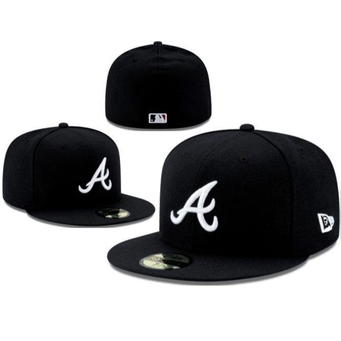 Atlanta Braves MLB Flachschirm Bestickte Baseballkappe Size 7 1/2 - 59.6cm black