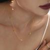 Qiong Yao Vintage Floral Necklace & Earring Set - Gold-Plated Stainless Steel, Colorfast Clavicle Chain, Versatile Style, In Stock