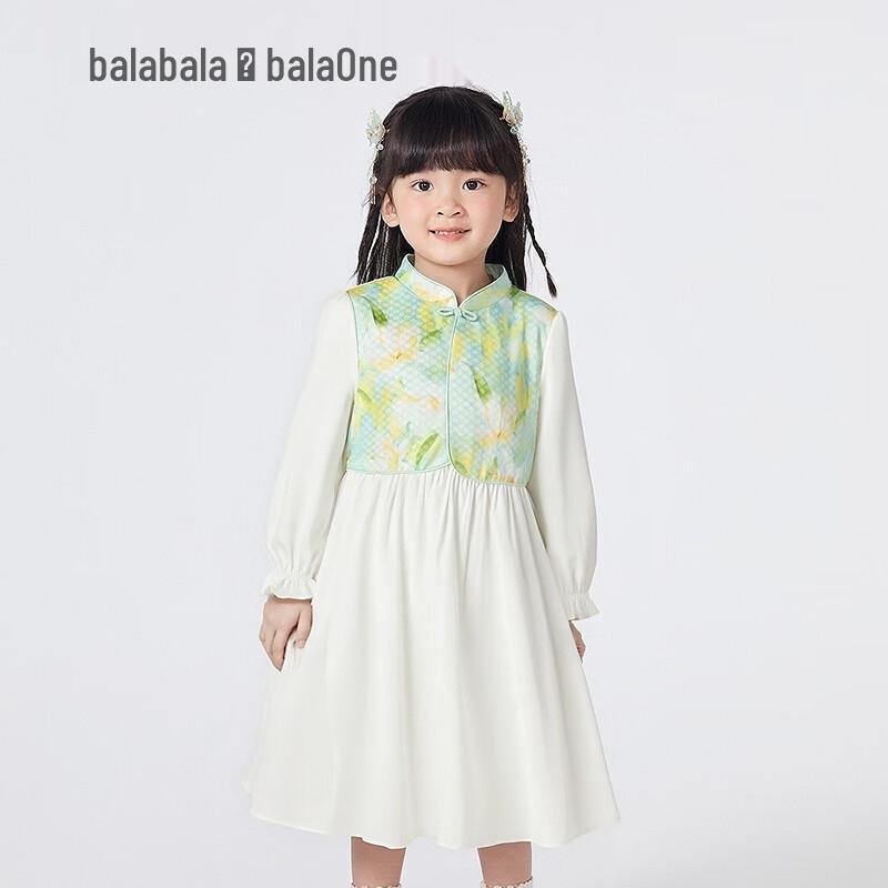 Balabala Girls New Chinese Style Dress 2025 Autumn 100
