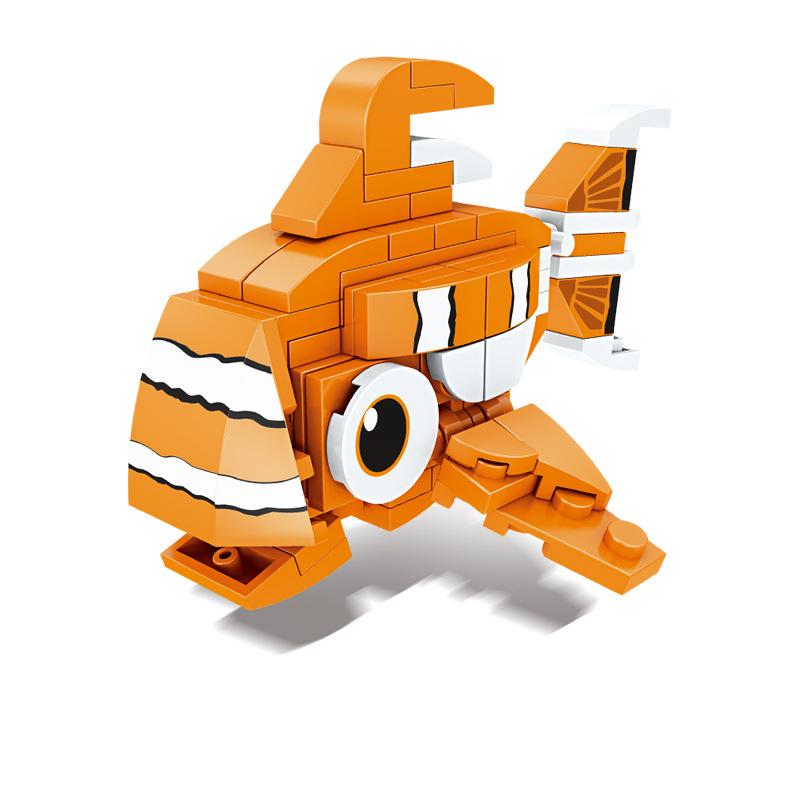 Creative Ocean World Animal Building Block Model Lobster Whale Dolphin Turtle Animal Small Particle Educational Assembly Toy