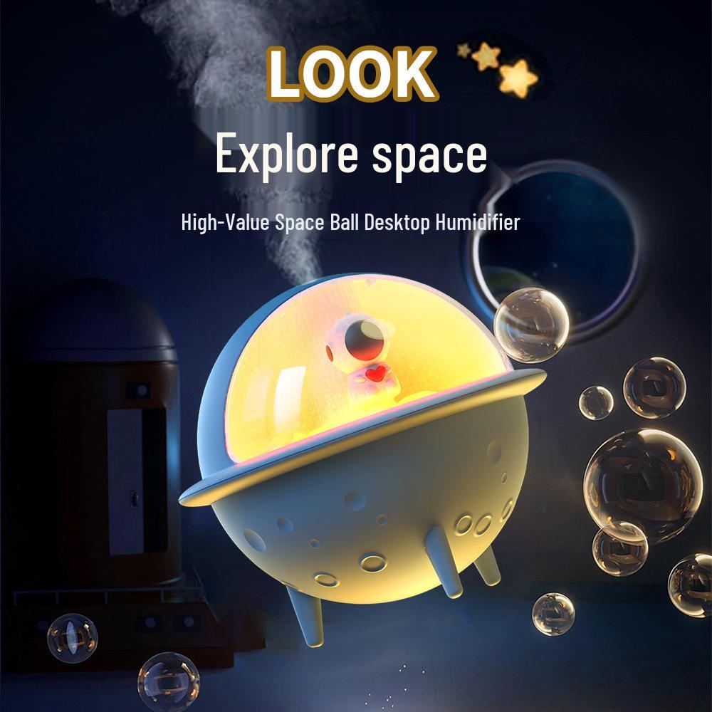 Creative Cartoon Pet Humidifier: USB-Powered Space Ball with Seven-Color Light for Bedroom.
