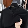 Men's Casual Cotton Knitwear Sweater - Solid Color, Long Sleeve, Versatile, Trendy Autumn/Winter Top