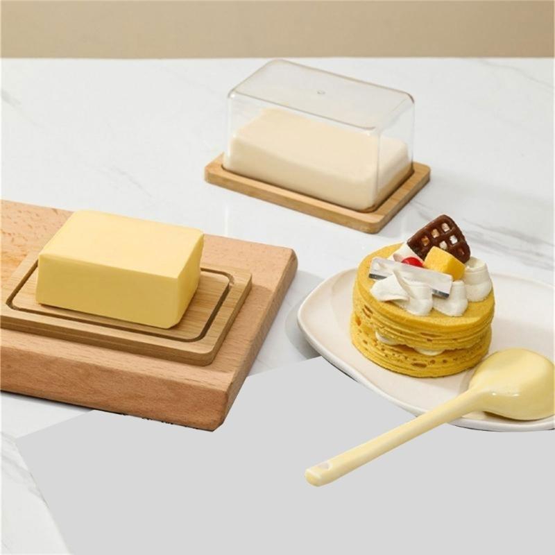 Butter Dish with Clear Lid Rectangular Cheese Storage Tray Countertop Butter Keeper Storage Container Easy To Use