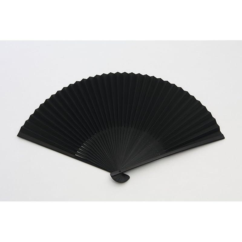 Used [New] [Hasegawa] Kyoto fan, checkered pattern, Chojugiga, black dyed, Kyoto craftsman handmade fan, fan bag included, gift box 0