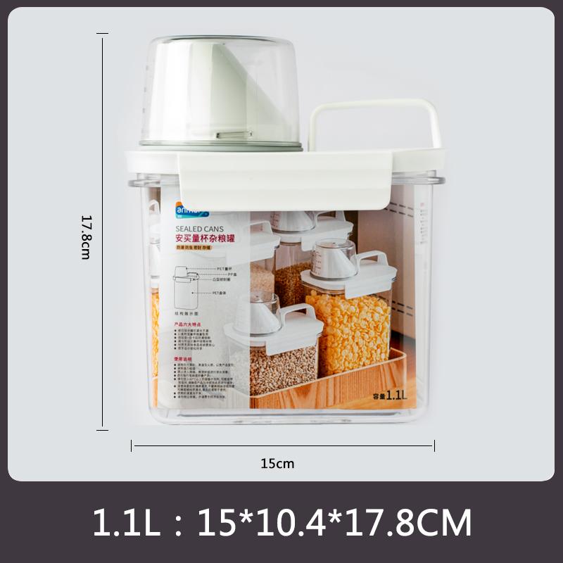 

Anmai Cereal Tanks Storage Box with Measuring Cup Airtight Sealed Food Container Set Transparent Cans Lids Kitchen Organization