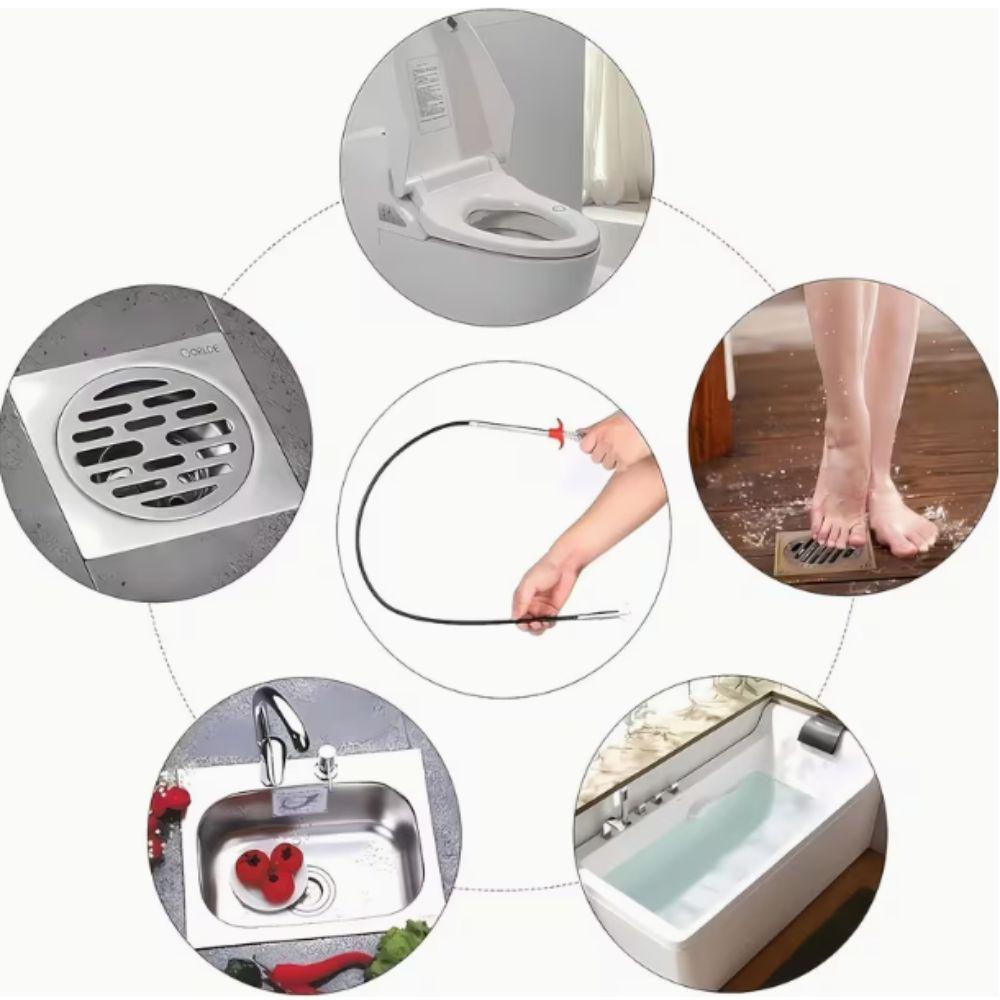 Flexible Design Sink Drain Clog Remover 4 Claw Mechanism Spring Grip Pipeline Dredging Tool Grab Handle Basement Drain