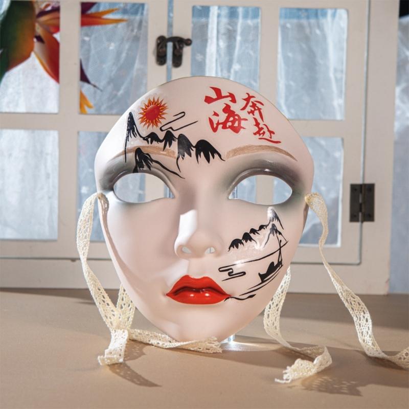 Hand Painted Mask Halloween Party Mask Full Face Mask Masquerade Mask for Women Men Cosplay Halloween Costume Accessory