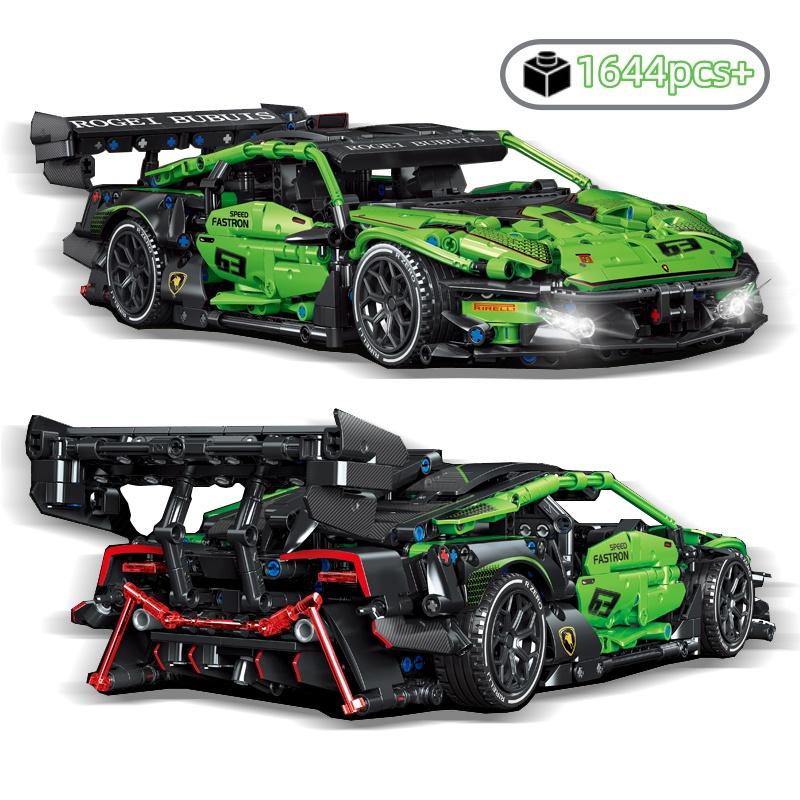 DIY Technical Green Speed Racing Car Model Building Blocks Kit MOC Assembly Bricks Toys Desktop Collectible Holiday Gift 1644PCS