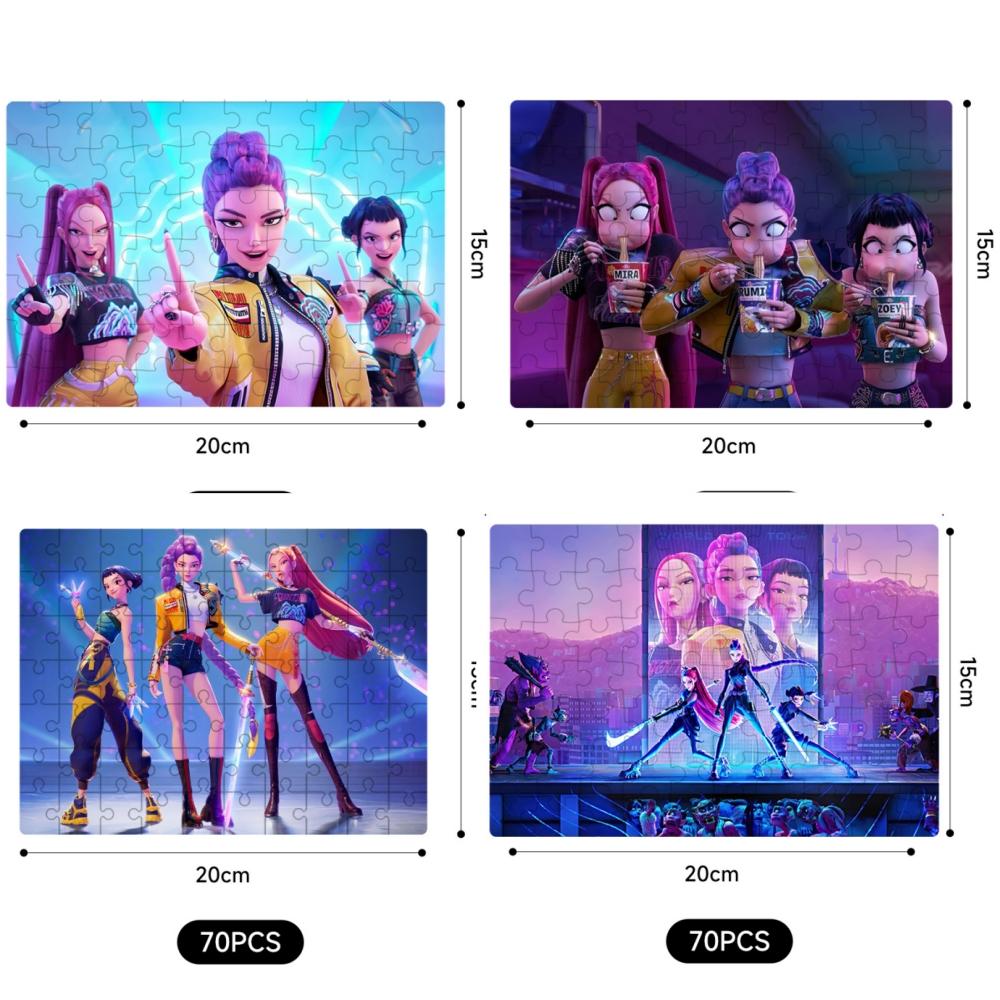 Anime Demon Hunters jigsaw puzzle Toys Board Game Rumi Mira Zoey Huntrix Character Pattern Collectible Decor Children Gifts