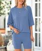 2026 Women's Casual Round Neck Slit Loose Short Sleeve Home Wear Set