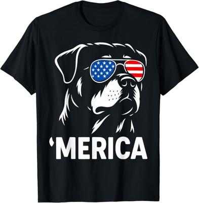 Merica Rottweiler 4th of July Patriotic Dog Design Unisex T-Shirt