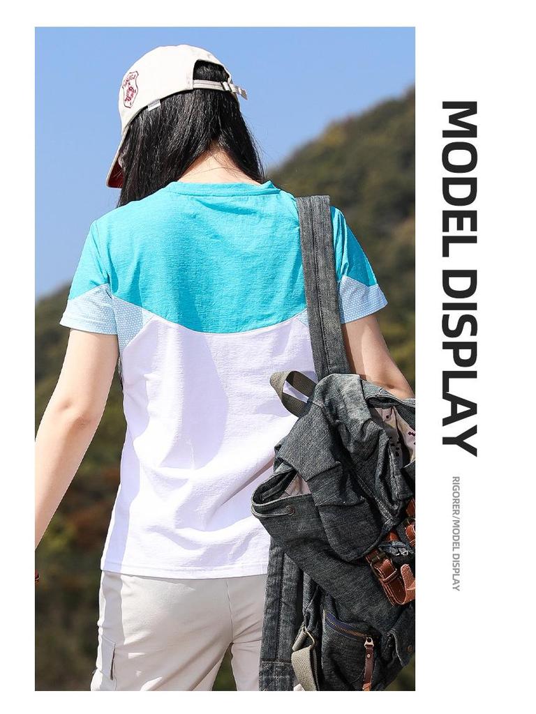 Women's Quick-Dry Color Block Short Sleeve T-Shirt - Slimming, Moisture-Wicking & Breathable for Outdoor & Casual Wear