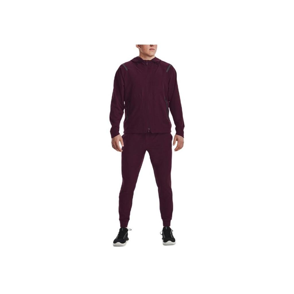 Under Armour Sun Protection Series Solid Color Zip-Up Drawstring Hooded Sports Woven Breathable Training Jacket Men Outerwear Rock-Purple 1370494-572