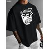 Gorilla Cartoon Anime Character Pattern Print Round Neck Short Sleeve T-shirt Unisex Style Must-have Versatile Short Sleeve Top for Home and Outing