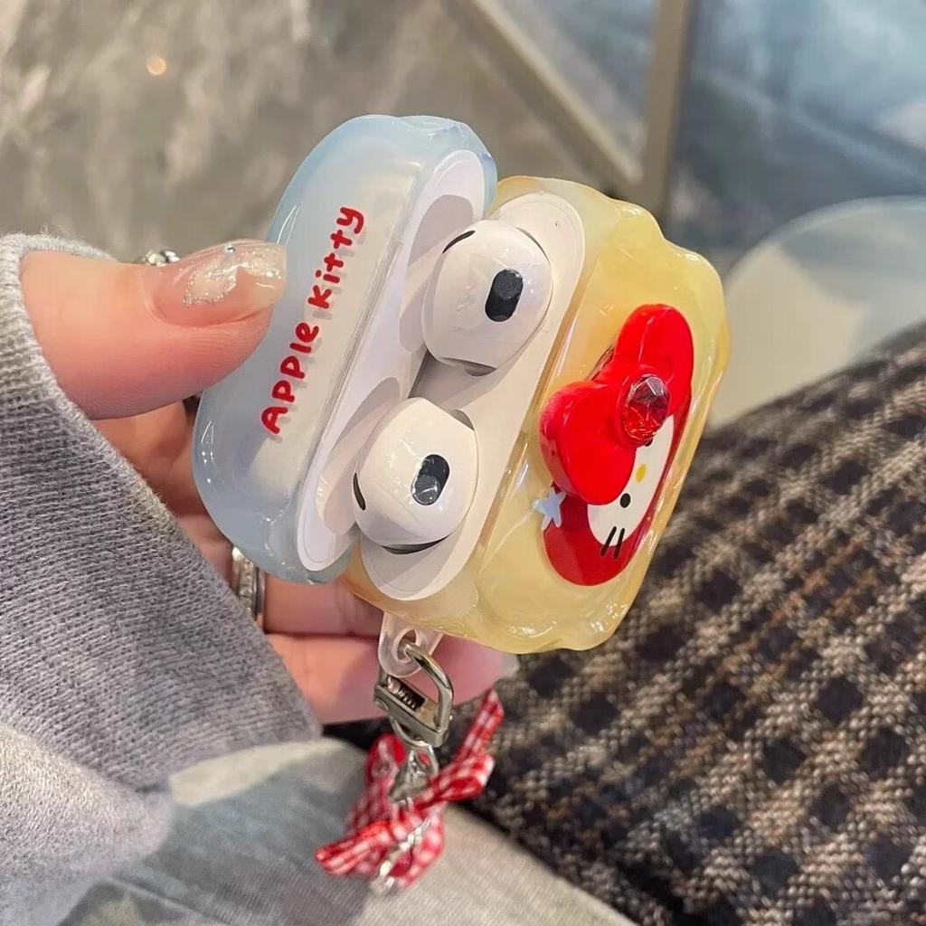 Cartoon Cute Apple Head Case, Adorable Cat Design, Apple Wireless Bluetooth AirPods Pro Earphone Case, Soft AirPods 1/2 Silicone Shockproof Cover