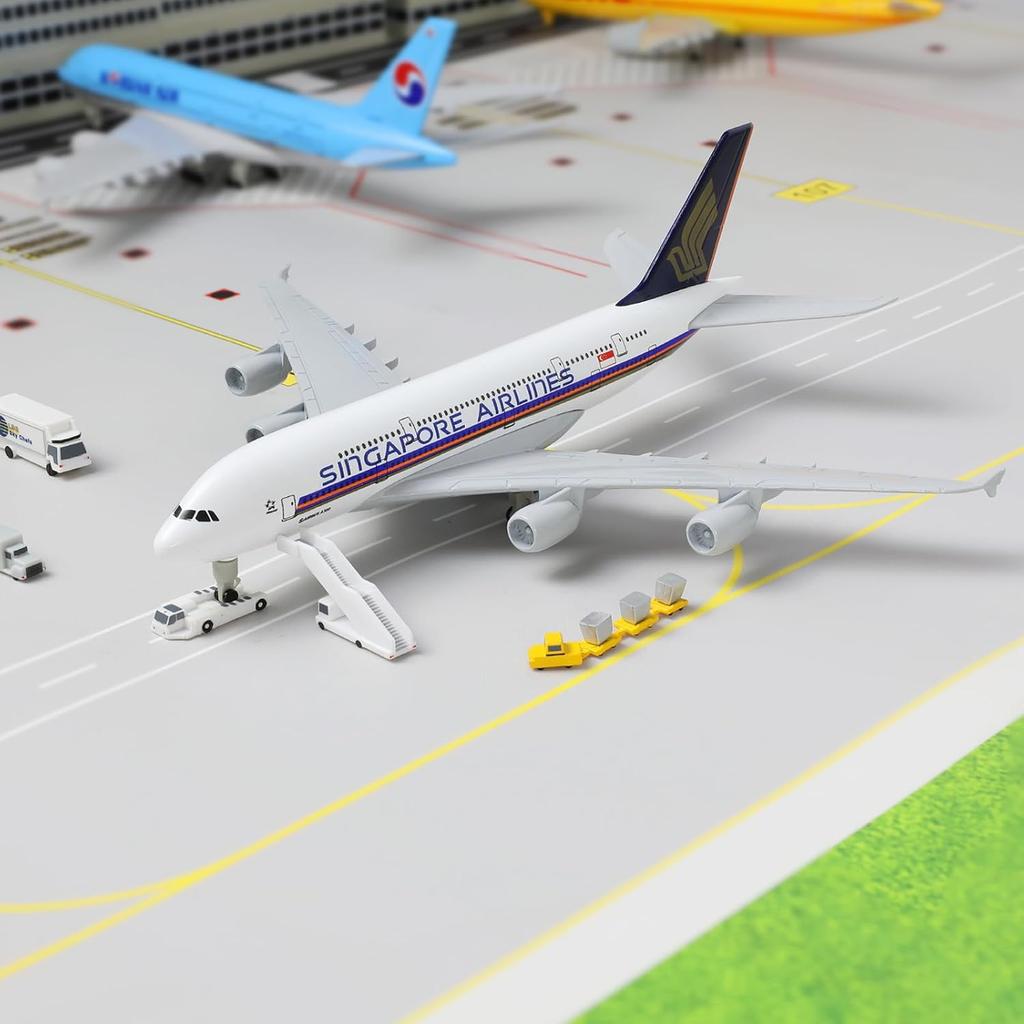 1/300 Scale 20cm Singapore A380 Toy Plane Model Kit Die-cast Metal Airplane Model with Stand for Collections and Display or Gift