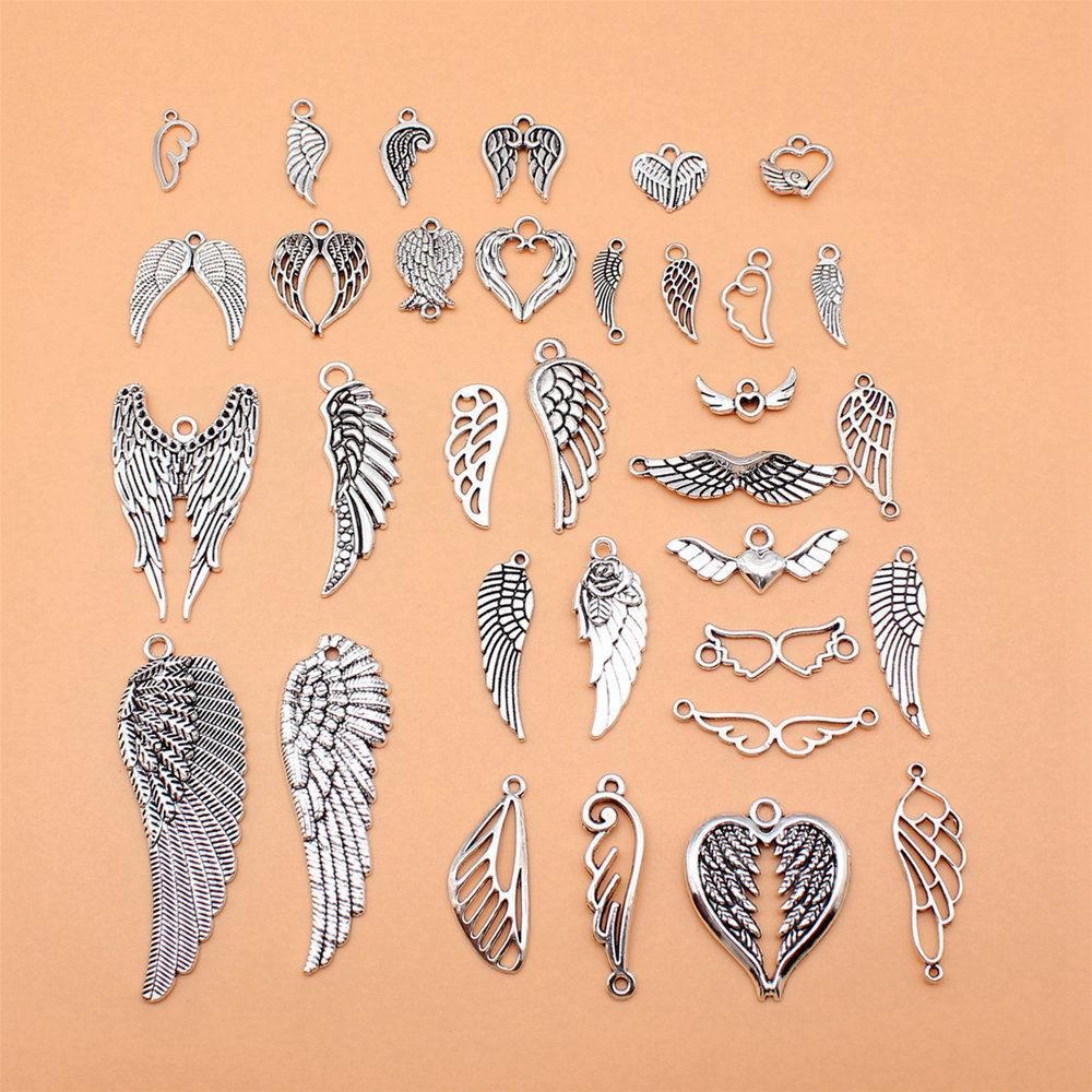 1 Set Angel Charms Wings Mix Pendants For Boho Style Jewelry Making Bulk