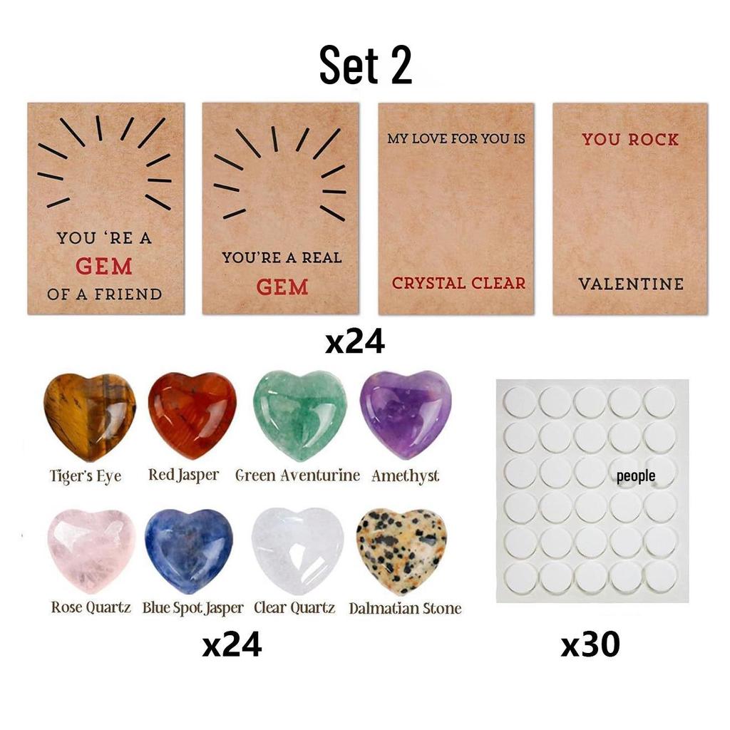 Valentine's Day Natural Stone Crystal DIY Card Set for Couples, School Parties, and Birthdays