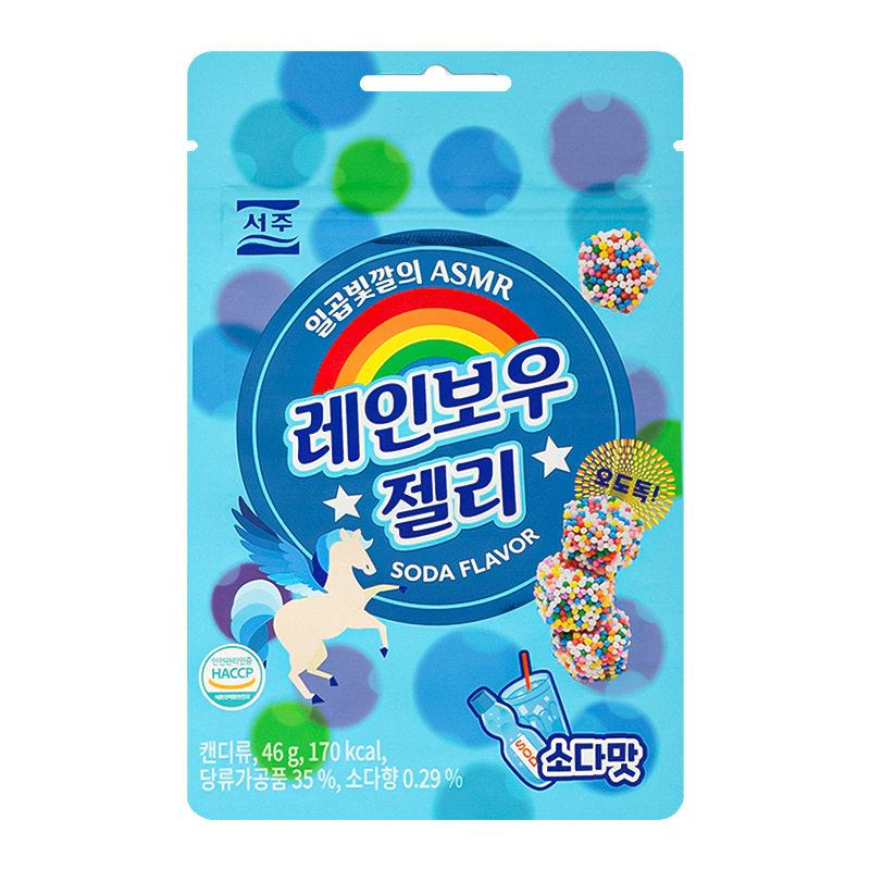 SEOJU Rainbow Zachte Snoepjes 46g, 2 smaken | Rijke Fruitsmaak, Kauwbare Kleurrijke Textuur, Handige Snack