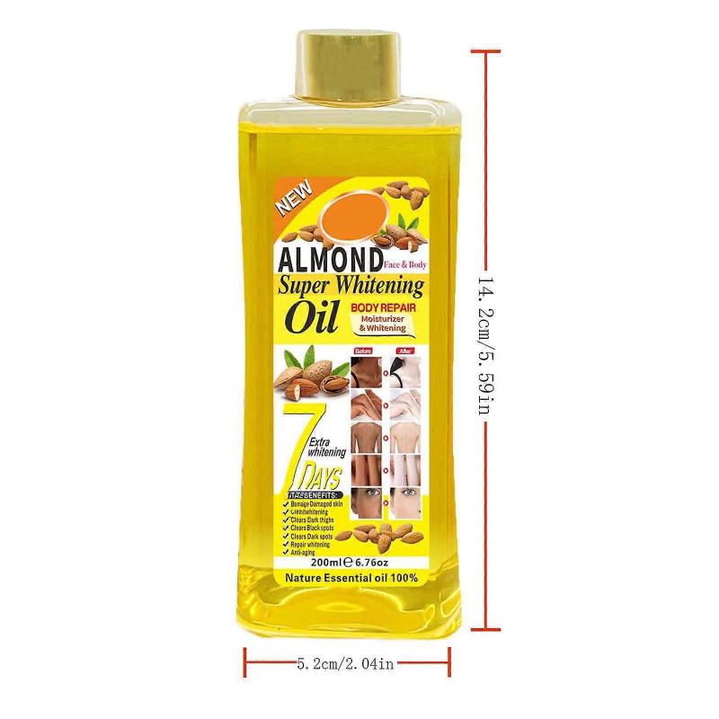 Super Aufhellendes Öl 200ml, Körperaufhellendes Öl gegen dunkle Flecken, Hellt den Hautton auf, Reduziert Melanin, Spendet trockener Haut Feuchtigkeit, Gleicht den Teint aus