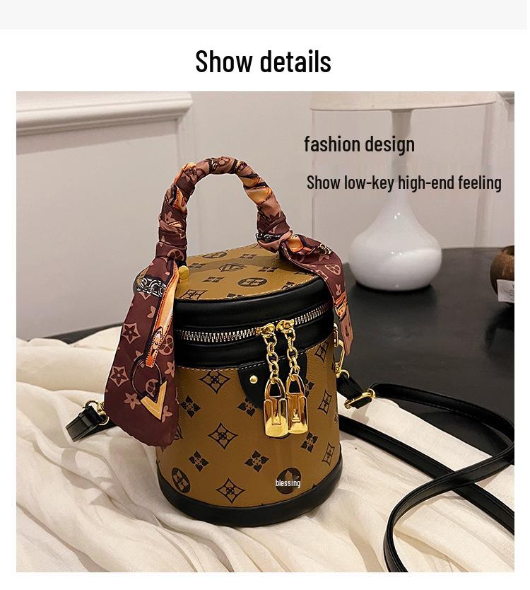 Geantă de mână crossbody cilindrică cu flori retro de toamnă pentru femei: Geantă tip găleată versatilă