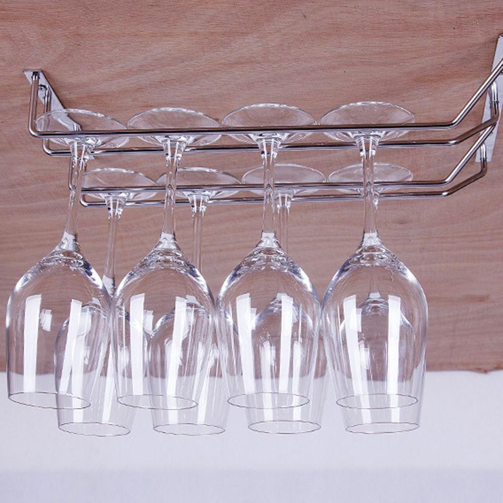 1/2/3 Row Under Cabinet Stemware Holder 27/35cm Hanging Cup Holder  Home Storage