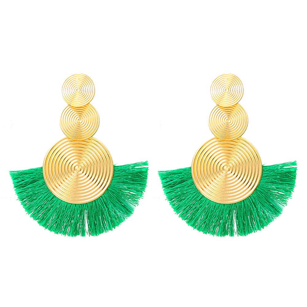 

Богемные этнические серьги-кольца с кисточками из сплава - Пуссеты в форме веера для женщин