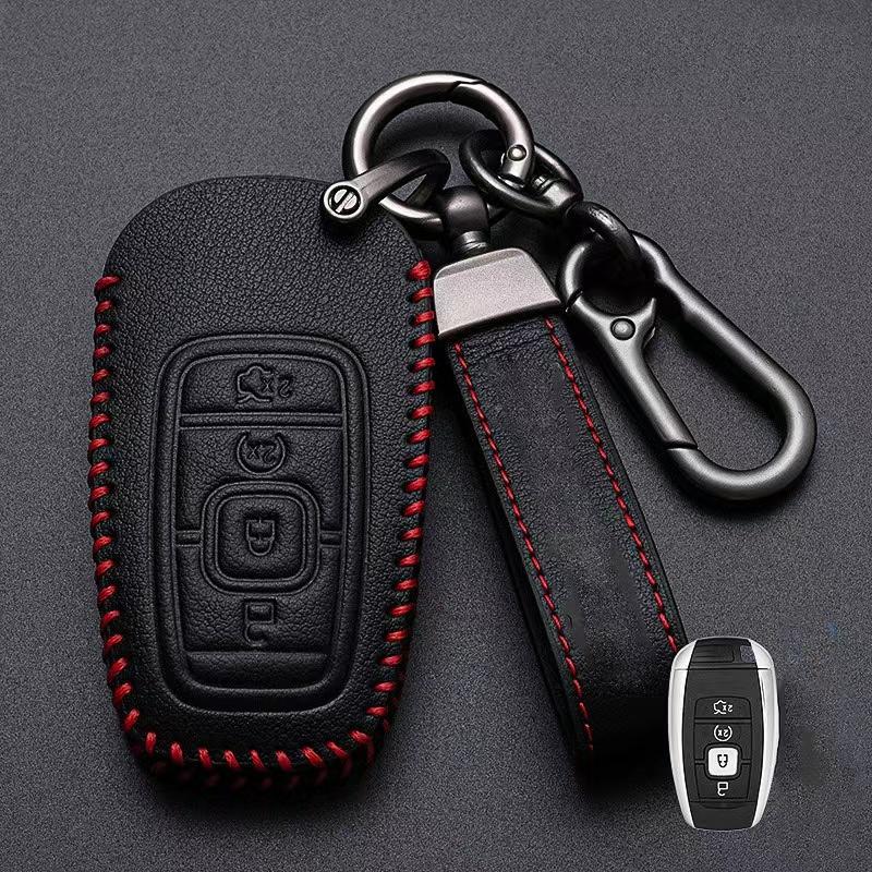 For Lincoln Continental MKC MKZ MKX Navigator Z Nautilus Aviator Corsair 2017 2018 2019 2022 Leather Car Key Cover Keychain