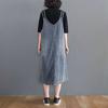 Abito estivo da donna, abito senza maniche, elegante, lungo, ampio, in denim blu, abiti basici