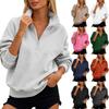 Damen Halbreißverschluss Pullover, Farbe Locker Sitzendes Hoher Kragen Sweatshirt für Freizeitkleidung