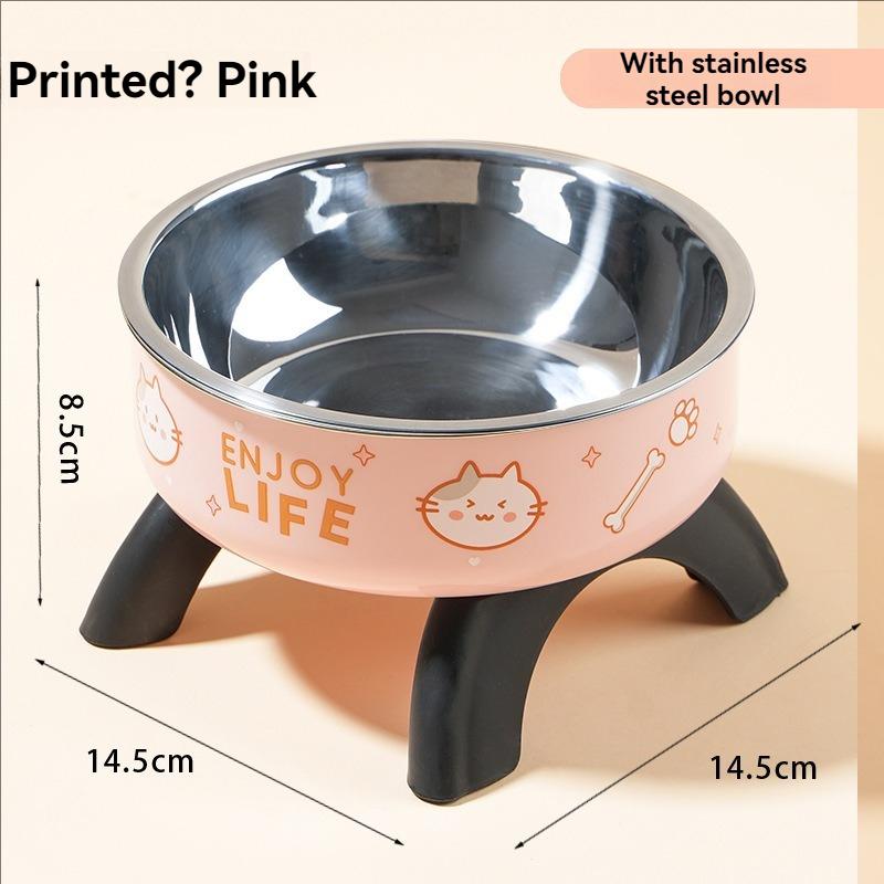 Cat High Footed Bowl Neck Protection Cat Bowl Pet Stainless Steel Bowl Anti Slip and Anti Knock Dog Bowl Dog Food Utensil