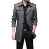 Quantum Windproof and Trench Solid Suitable for Business and Casual Stylish Korean Style for and Winter Dark A.E Men's Water-Repellent Coat, Color,
