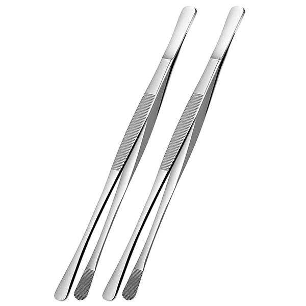 

2Pcs 12-Inch Kitchen Cooking Tongs, Stainless Steel Tweezers for Beauty Repairing Pet Feeding BBQ Arts Crafts Food Styling