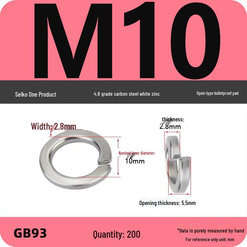 White Zinc-Plated Carbon Steel Split Spring Washer (4.8 Grade)
