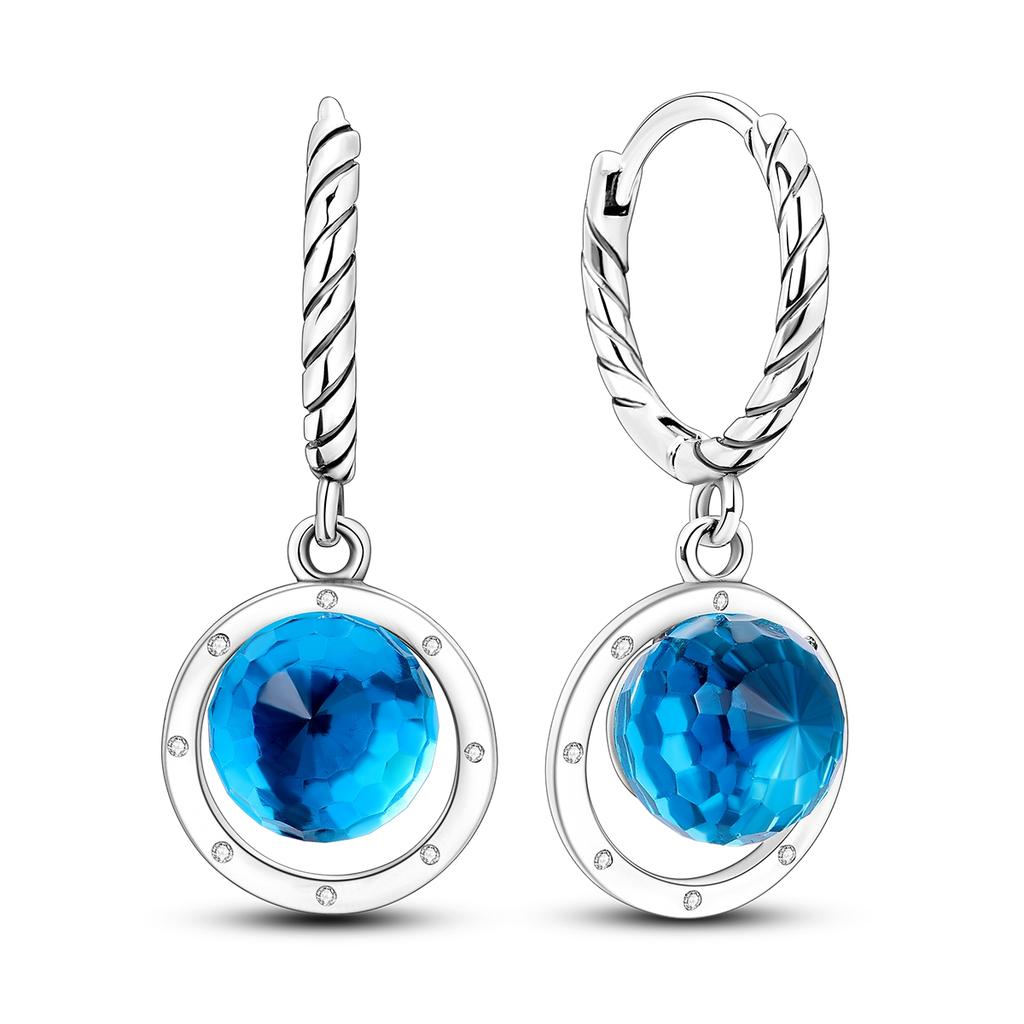 Orstarry 925 Silver Crystal Circular Eardrops Drop Earrings Women Earrings Charm Fashion Versatile Party Jewelry Gifts