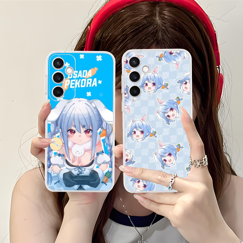 Holo Usada Pekora Clear Mobile Phone Case for Samsung Galaxy S25 S24 S23 S22 S21Plus FE Ultra Colorful Cover