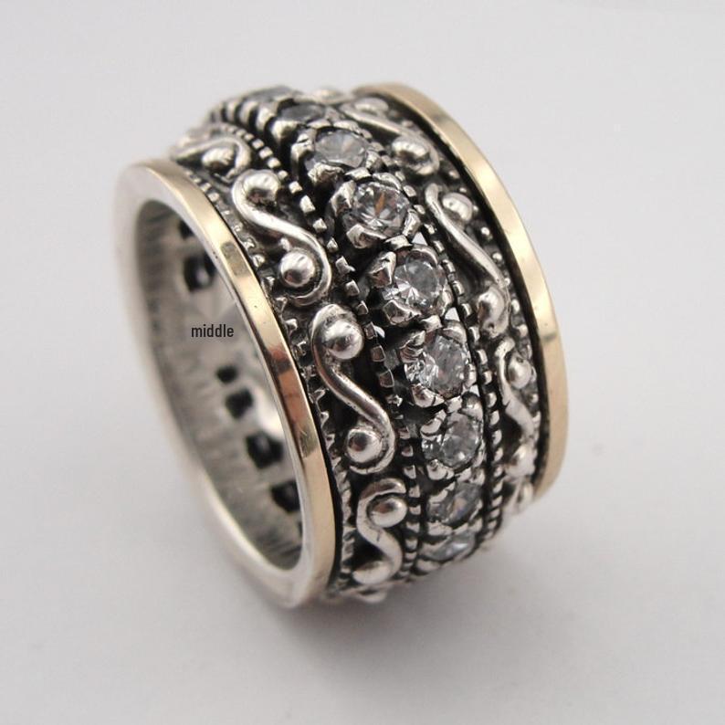 

Ретро Этническое Резное Сплавное Кольцо-Заявление для Женщин Size 10