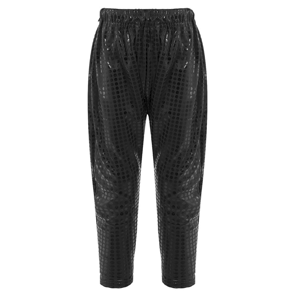 Pantaloni Street Dance Unisex per Bambini Vita Elastica Pantaloni a Carota Pantaloni Harun Pantaloni da Performance con Paillettes Lucide